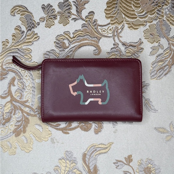 RADLEY LONDON Handbags - RADLEY LONDON Burgundy with pink green and white accents Wallet with Dog Logo